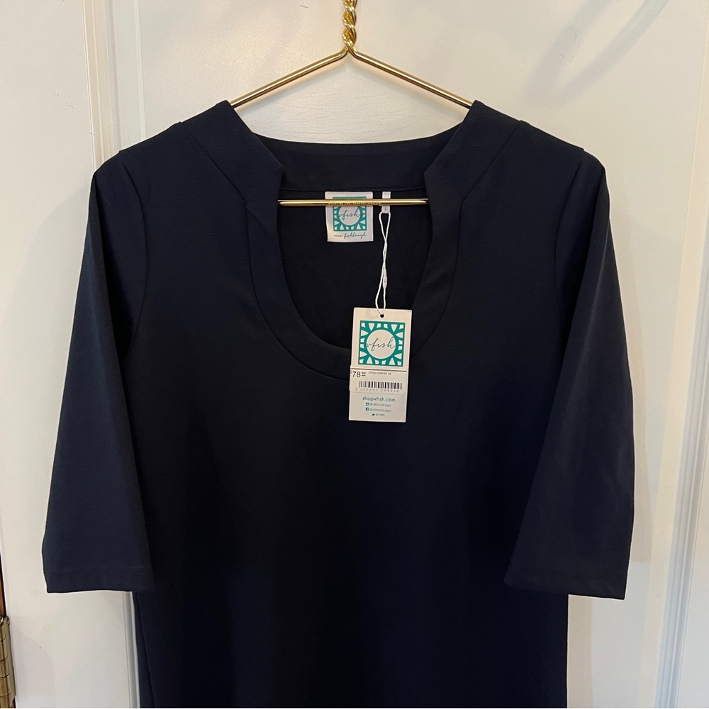 Vfish NWT Large Navy 3/4 Sleeve Classic Scoop Neck Dress